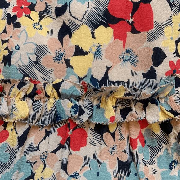 Sea New York Ensley Flutter Sleeve Silk Floral Midi Dress Yellow Ruffle Large - Picture 13 of 15